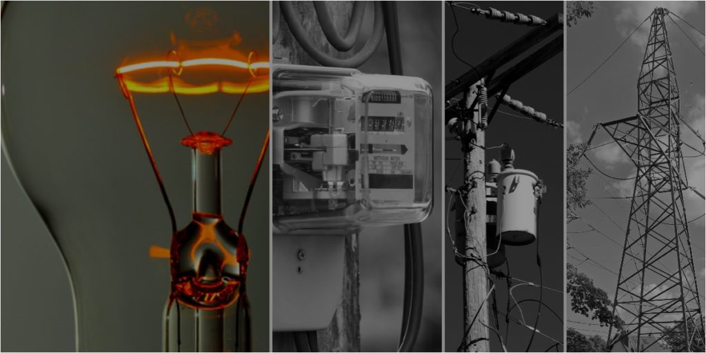 power from transmission to lightbulb in home