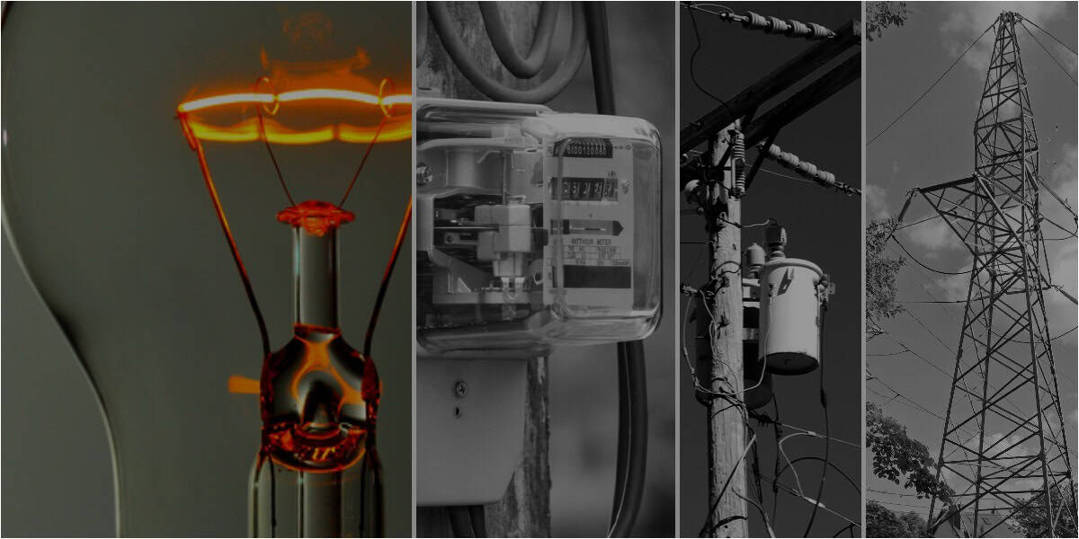 power from transmission to lightbulb in home