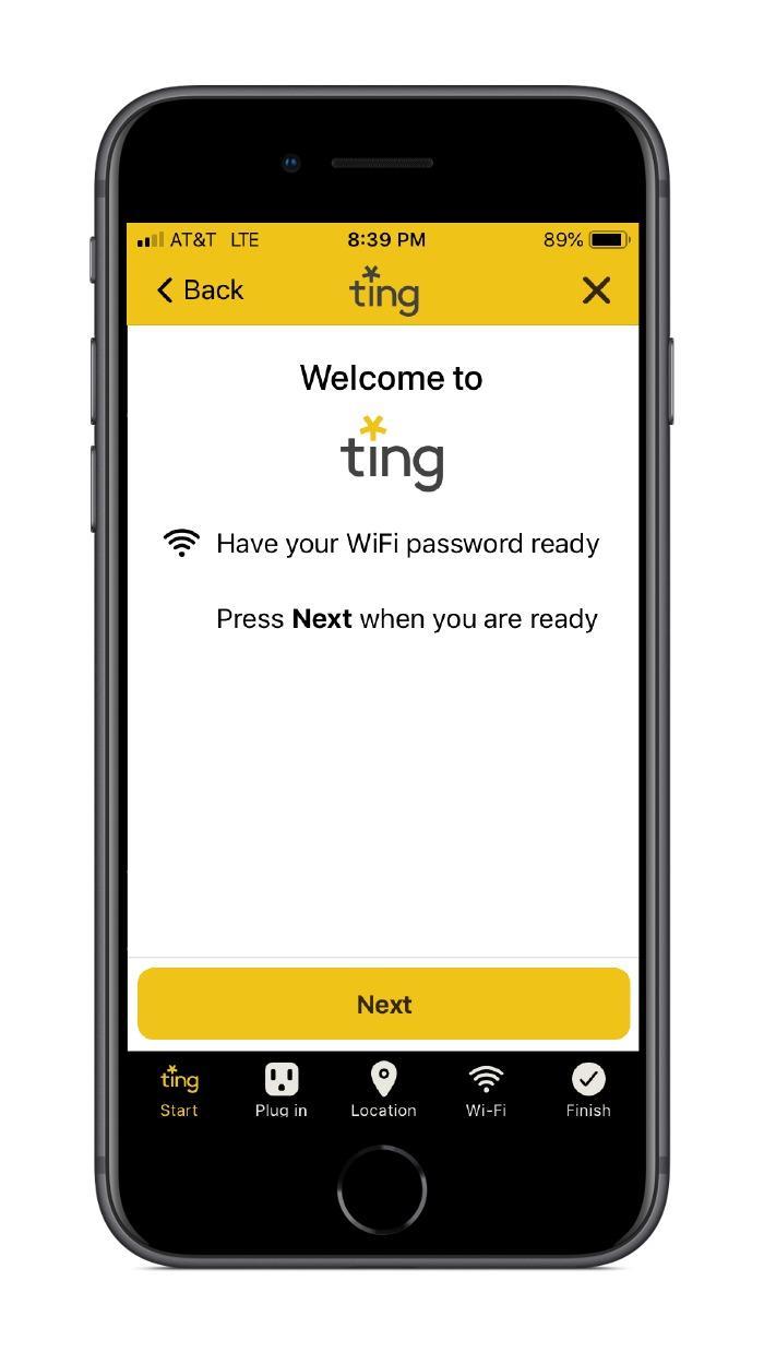 Ting install screen