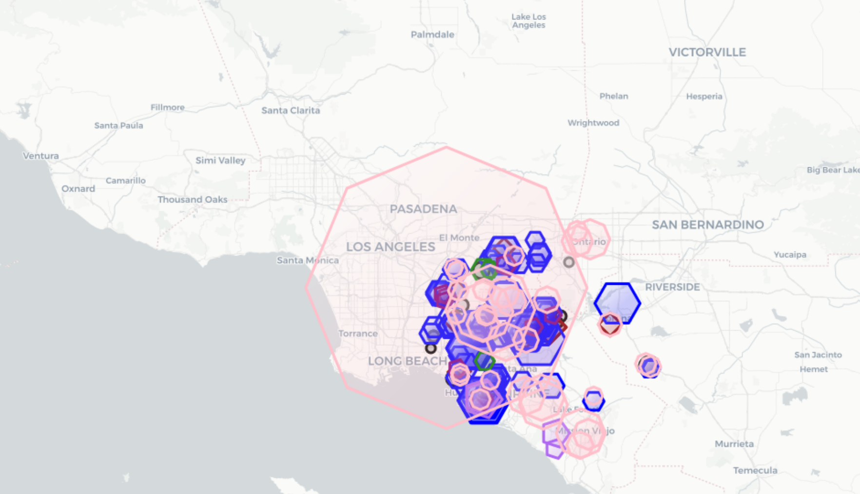 map of power grid events in southern California