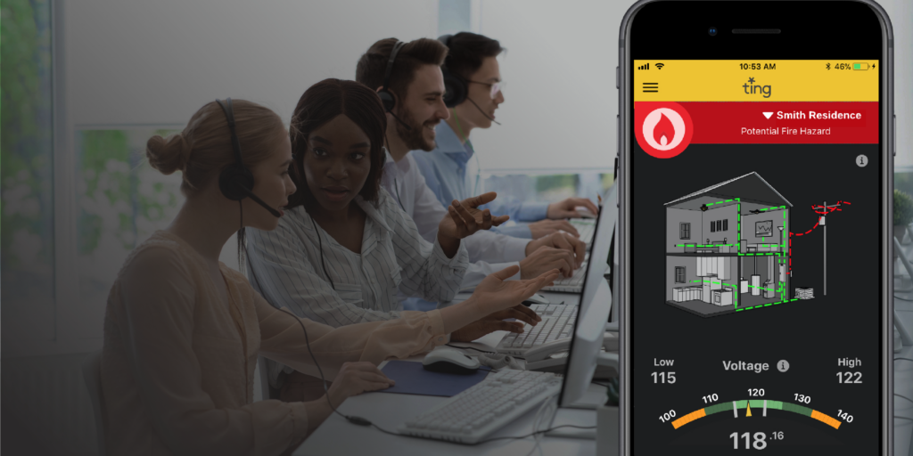 Ting Fire Safety Team working together and Ting Sensor App